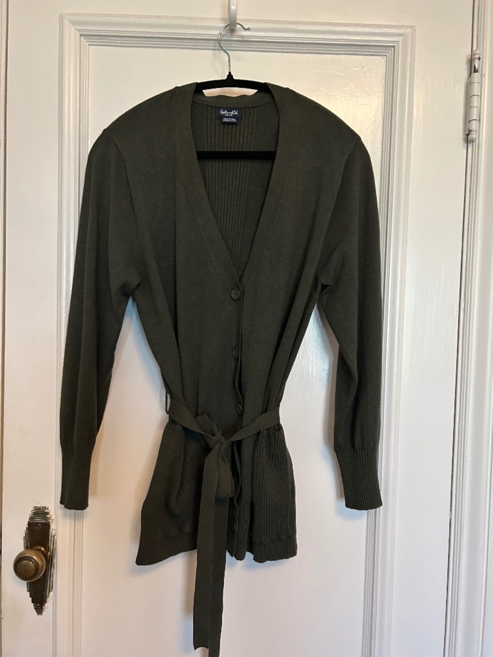 Splendid Tie Waist Olive Green Button Up Cardigan Size Small